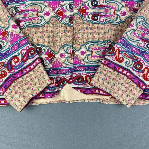 Vintage Anne Crimmins for Umi Blazer Womens 16 Abstract Paisley Print Silk Lined - Picture 3 of 11